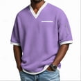 thumbnail image 1 of Kalauyu Men's Waffle Shirts V Neck Tee with Pocket Short Sleeve Textured Knitted Summer Casual Basic Tops, 1 of 6