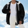 thumbnail image 1 of Kalauyu Men's Winter Fuzzy Fleece Jacket Hooded Color Block Patchwork Cardigan Coats Outerwear with Pockets, 1 of 6