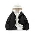 thumbnail image 1 of Kalauyu Men's Winter Hooded Fake Two-piece Spliced Cotton Coat Retro Thickened Warm Windproof Parkas Jacket, 1 of 8
