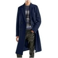 thumbnail image 1 of Kalauyu Men's Wool Blend Pea Coat Notched Collar Double Breasted Overcoat Warm Winter Trench Coat, 1 of 6