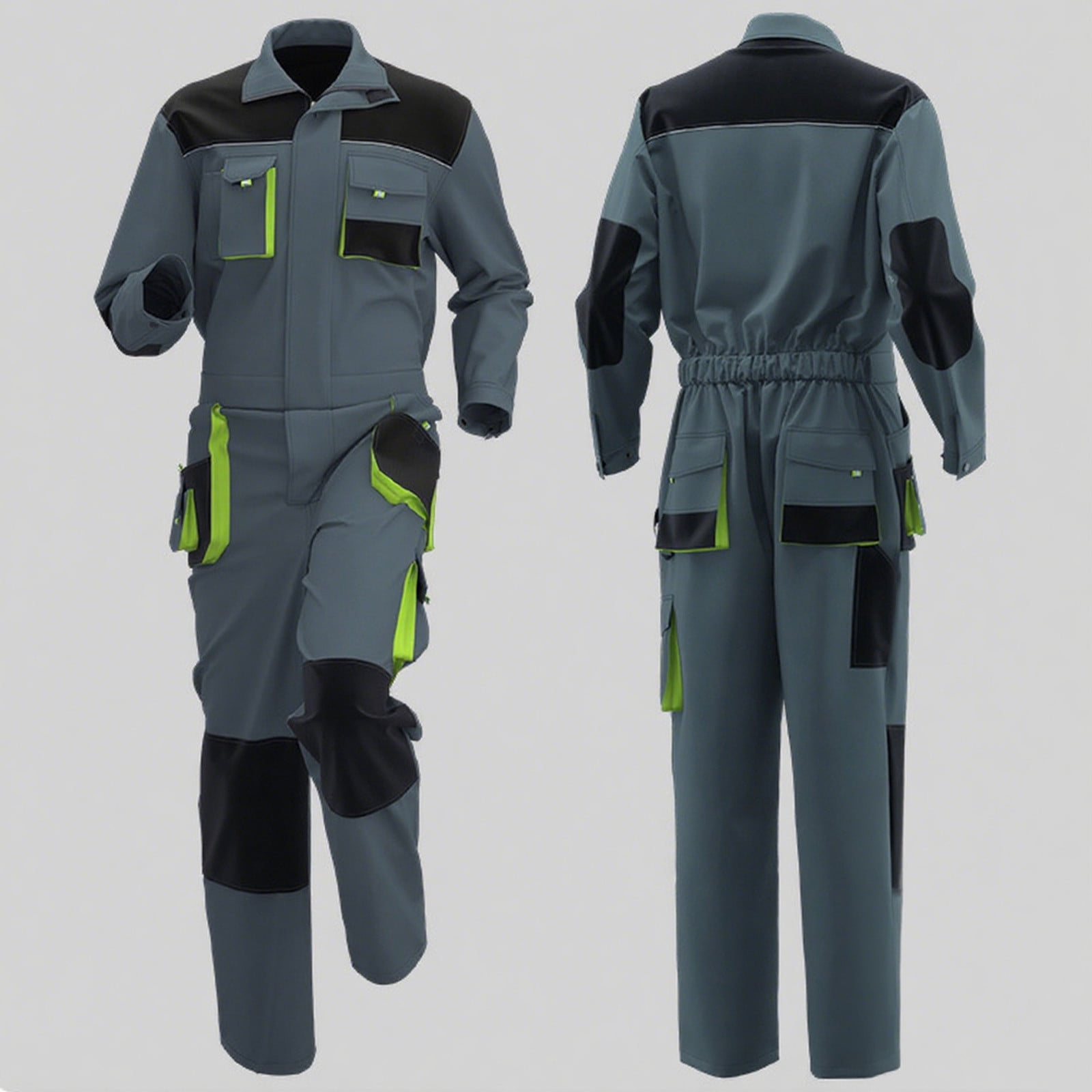 Kalauyu Men's Work Coveralls Multi Pockets Garage Work Jumpsuit