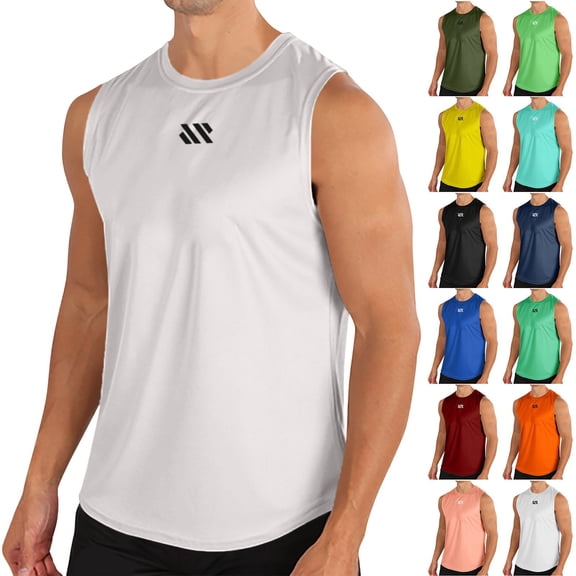 Kalauyu Men's Workout Swim Sleeveless Shirts Quick Dry Beach Pool Tech Running Athletic Exercise Muscle Tank Top Big and Tall