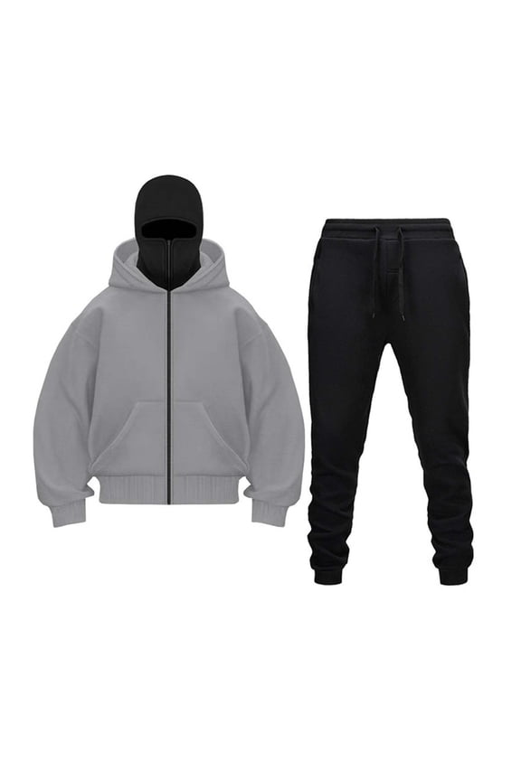 Mens 2 Piece Hooded Workout Tracksuit Full Zip Hoodie and Drawstring Jogger Pants Casual Street Athletic Outfit Sets