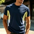 thumbnail image 1 of Kalauyu Mens Athletic Short Sleeve Round Neck Cotton Blend T Shirts Two Tone Side Panel Soft Breathable Summer Daily Color Block Casual Gym Tees, 1 of 9