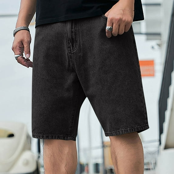 Kalauyu Mens Baggy Jean Shorts Loose Fit Vintage Wide Leg Jorts Streetwear Hip Hop Casual Denim Shorts