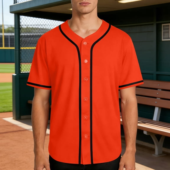 Kalauyu Mens Baseball Jersey Button Down Shirts Short Sleeve Hipster Hip Hop Sports Uniforms