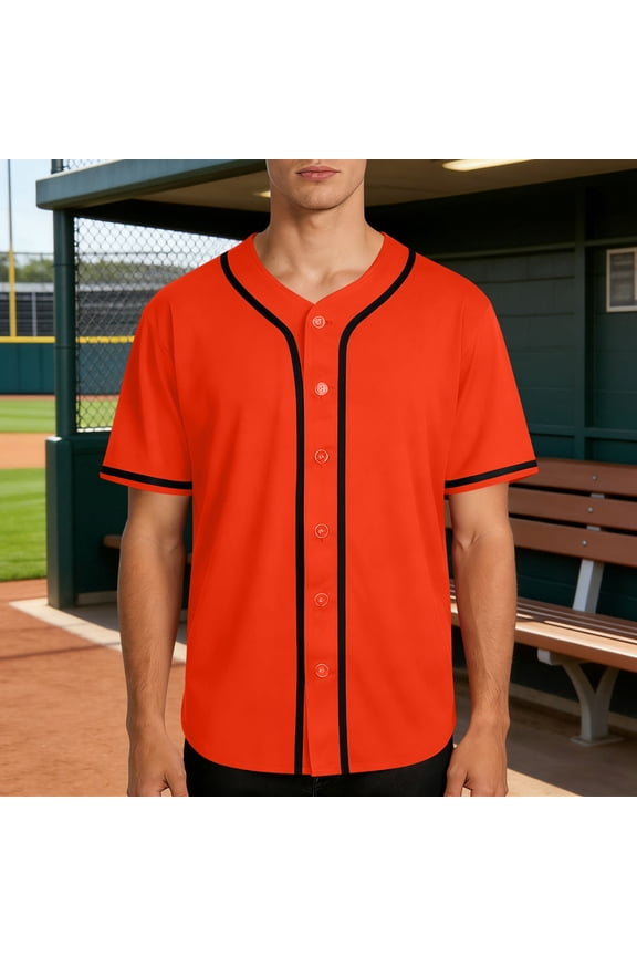 Mens Baseball Jersey Button Down Shirts Short Sleeve Hipster Hip Hop Sports Uniforms