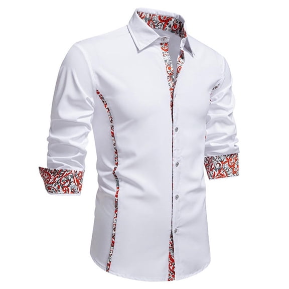 Kalauyu Mens Button Down Dress Shirt Long Sleeve Easy Care Dressy Work Tops Business Casual Shirts