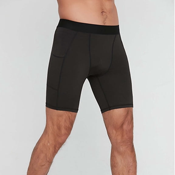Kalauyu Mens Compression High-Stretch Athletic Shorts with Side Pockets for Running and Gym Workouts