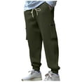 thumbnail image 1 of Kalauyu Mens Corduroy Joggers Pants Casual Cargo Pants Drawstring Elastic Waist Baggy Tapered Sweatpants with Pockets Army Green L, 1 of 6