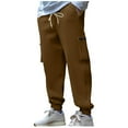 thumbnail image 1 of Kalauyu Mens Corduroy Joggers Pants Casual Cargo Pants Drawstring Elastic Waist Baggy Tapered Sweatpants with Pockets Brown XL, 1 of 6
