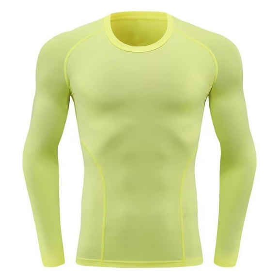 Kalauyu Mens Crewneck Shirt Long Sleeve Anti-Wrinkle Casual Muscle T Shirts Fitness Slim Fitted