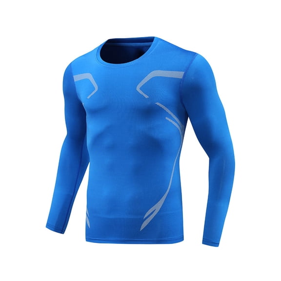 Kalauyu Mens Crewneck Shirt Long Sleeve Anti-Wrinkle Casual Muscle T Shirts Fitness Slim Fitted