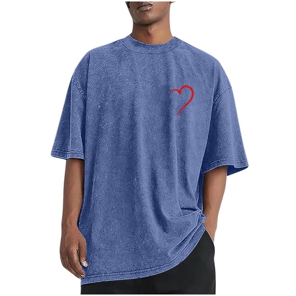 Kalauyu Mens Distressed Cotton Shirts Short Sleeve Graphic Tops Summer Vintage Hipster Hip Hop Longline Crew Neck T-Shirt