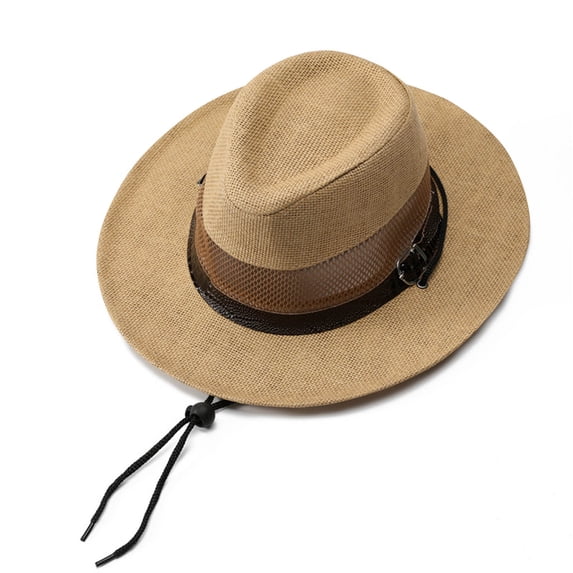 Kalauyu Mens Formal Hat with Breathable Mesh Panel Cowboy Fedora Hat with Adjustable Strap One Size