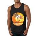thumbnail image 1 of Kalauyu Mens Graphic Tank Tops Sleeveless Muscle Shirts Beach Hawaiian Coconut Tree Patriotic Tank Tops, 1 of 4