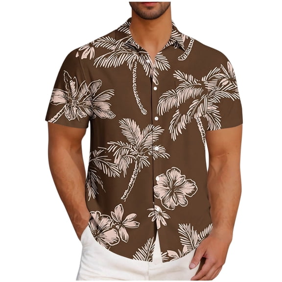 Kalauyu Mens Hawaiian Shirt Short Sleeve Button Down Shirts Tropical Summer Beach Shirts Casual Floral Shirts