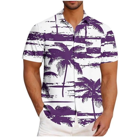 Kalauyu Mens Hawaiian Shirt Short Sleeve Button Down Shirts Tropical Summer Beach Shirts Casual Floral Shirts