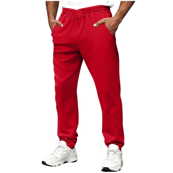 Kalauyu Mens Joggers Sweatpants Pants Elastic Bottom with Pockets in Loose-fit Style Pants for Men Running Fitness Pants