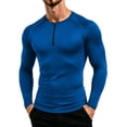 thumbnail image 1 of Kalauyu Mens Long Sleeve Half Zip Compression Athletic Elastic Tight T Shirts Quick Dry Moisture Wicking Gym Sport Fitted Tops, 1 of 8