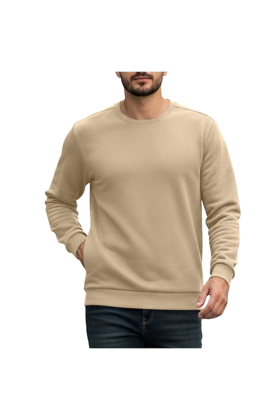 Mens Long Sleeve Shirt - Soft Casual Full Sleeves Crew Neck T Shirts for Men