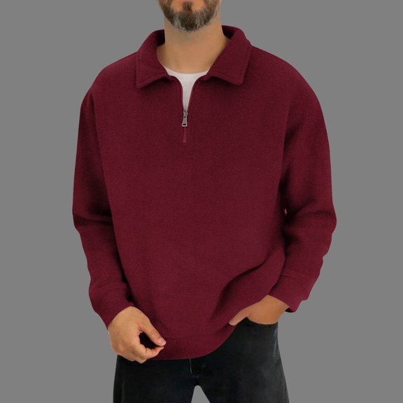 Kalauyu Mens Quarter Zip Pullover Fleece with Pockets Long Sleeve Golf Shirt Winter Athletic Pullover Lightweight
