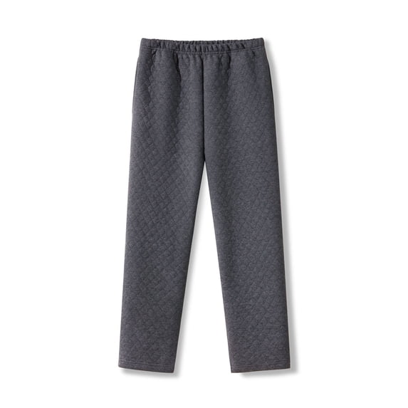 Kalauyu Mens Quilted Loungewear Pants Elastic Waist Thermal Sleep Trousers, Warm Diamond Stitch Pants