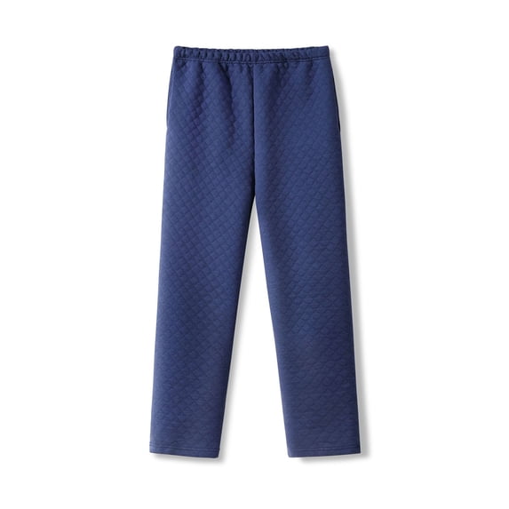 Kalauyu Mens Quilted Loungewear Pants Elastic Waist Thermal Sleep Trousers, Warm Diamond Stitch Pants