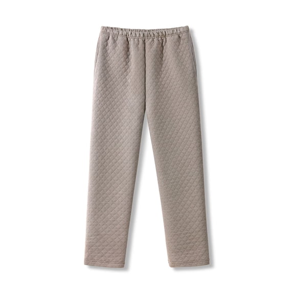 Kalauyu Mens Quilted Loungewear Pants Elastic Waist Thermal Sleep Trousers, Warm Diamond Stitch Pants