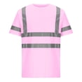 thumbnail image 1 of Kalauyu Mens Round Neck Neon Yellow Reflective Safety T-Shirt Unisex Work Top with Pocket Construction, 1 of 4