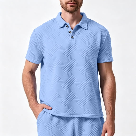 Kalauyu Mens Short Sleeve Golf Shirts Turn Down Collared with Button Casual Breathable Golf Summer Tops