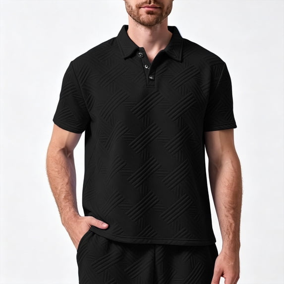 Kalauyu Mens Short Sleeve Golf Shirts Turn Down Collared with Button Casual Breathable Golf Summer Tops