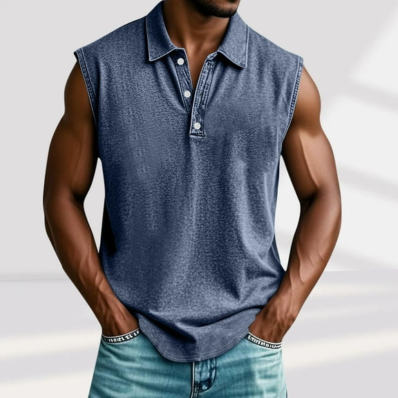 Kalauyu Mens Sleeveless Summer Henley Shirts Beach Tank Tops Men Tank Vintage Button Muscle Gym Workout Running Beach Tee