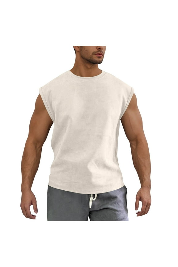 Mens Sleeveless Tank Tops Workout Cut Off Shirt Athletic Muscle Gym T Shirts