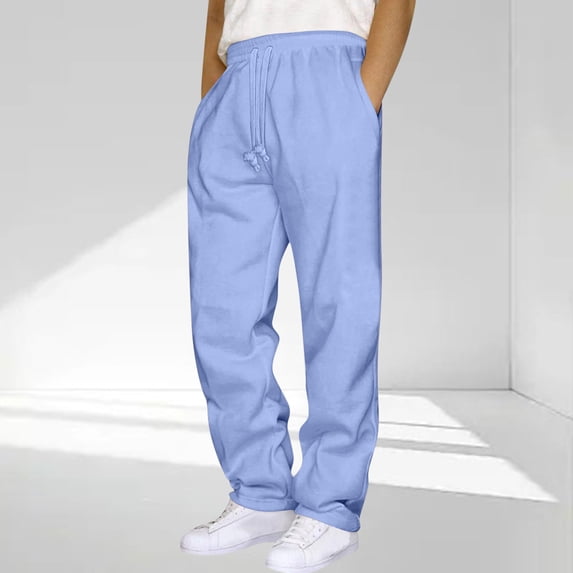 Kalauyu Mens Sweatpants Drawstring Casual Hiking Pants Joggers Athletic Trousers Loose Straight Pants for Men