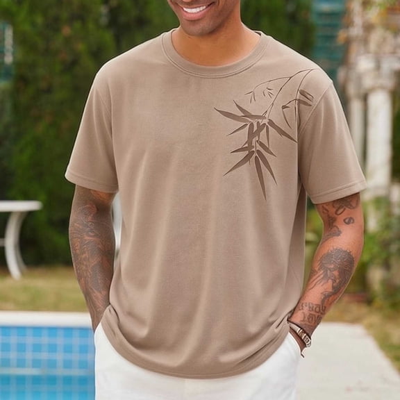 Kalauyu Mens Tee Cotton Shirts Vintage Hipster Hip Hop Basic Longline Crew Neck T-Shirt