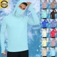 thumbnail image 1 of Kalauyu Mens UPF50+ Sun Protection Hooded Long Sleeve Shirts Stretch Casual Basic Tops Thumb Hole Rash Guard Shirts Fishing Hiking Tops, 1 of 8