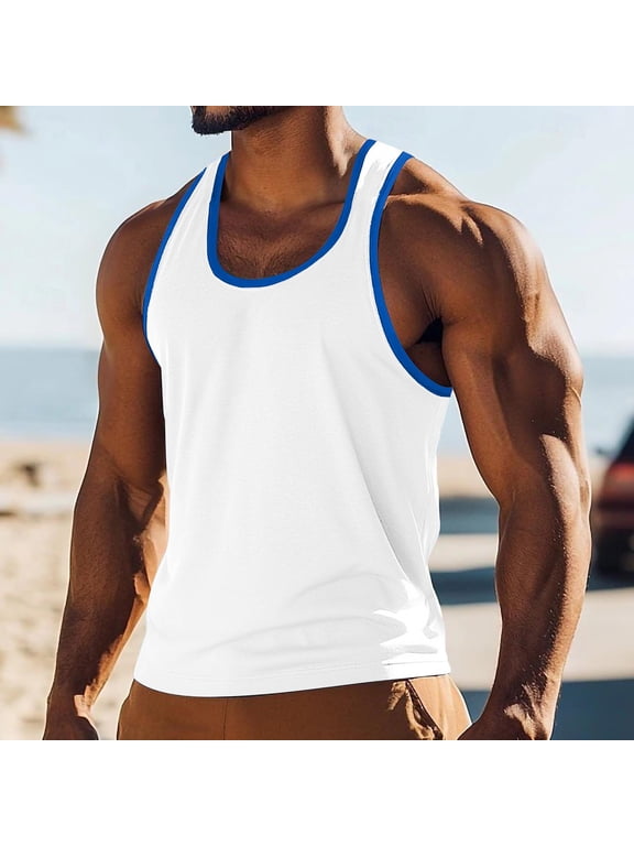 Mens Workout Tank Tops Fitness Bodybuilding Sleeveless Gym Muscle Stringer Shirts