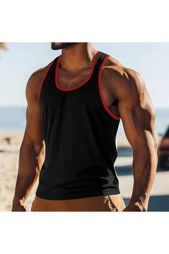 Mens Workout Tank Tops Fitness Bodybuilding Sleeveless Gym Muscle Stringer Shirts