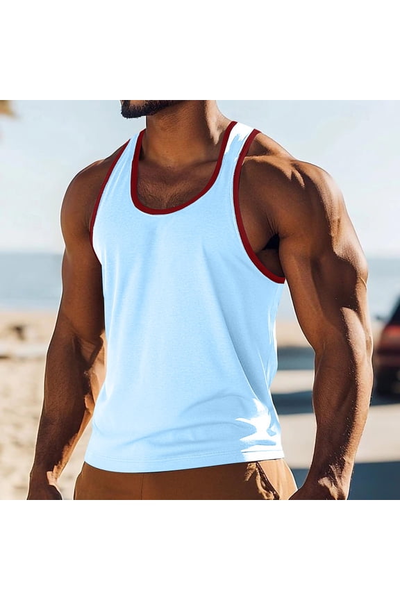 Mens Workout Tank Tops Fitness Bodybuilding Sleeveless Gym Muscle Stringer Shirts