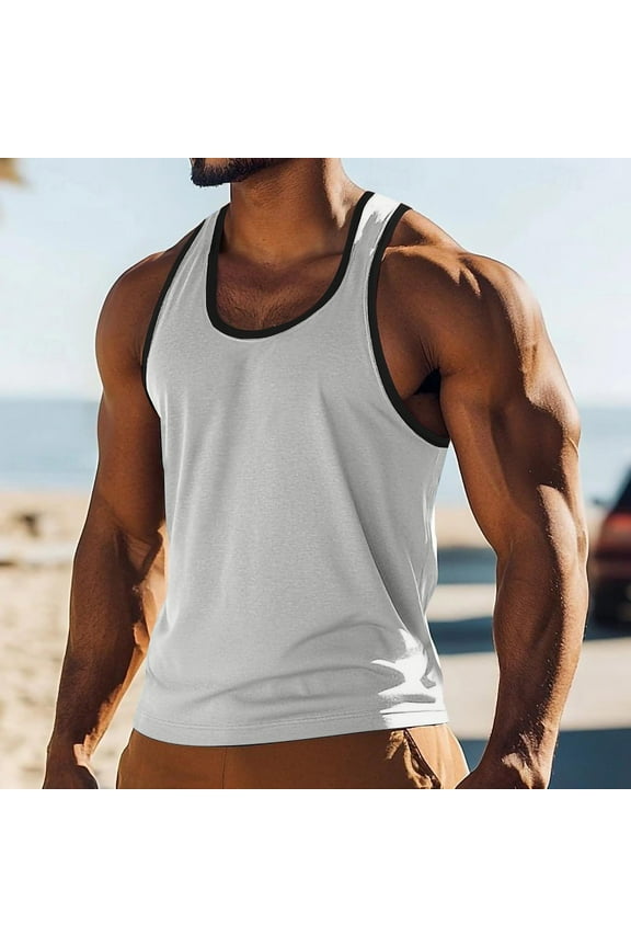 Mens Workout Tank Tops Fitness Bodybuilding Sleeveless Gym Muscle Stringer Shirts