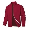 thumbnail image 1 of Kalauyu Mens Zip Up Sweatshirt Mock Neck Quilted Jacket Casual Lightweight Sweater Jackets with Pocket, 1 of 4