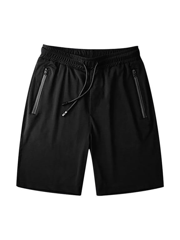 Quick Dry Shorts for Men Athletic Gym Workout Running Shorts Lightweight Casual Summer Beach Outdoor Ice Silk Fitness Training Shorts with Zipper Pockets