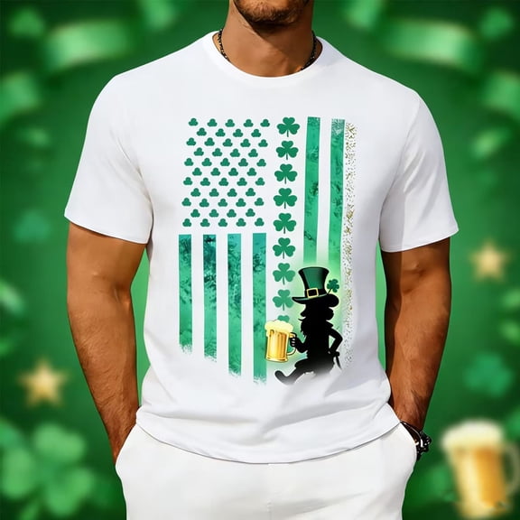 Kalauyu Round Neck Graphic Tees for Men Summer Fall Short Sleeve T-Shirt Basis Tops Blouse