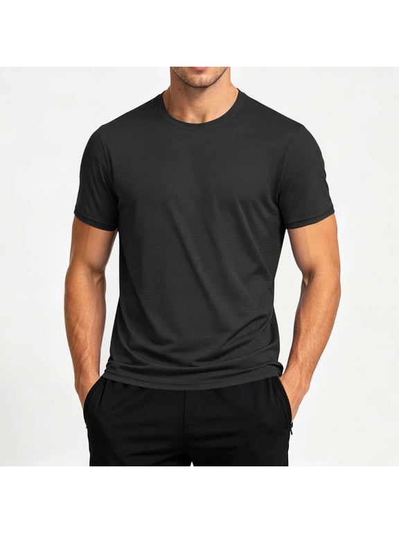 Running Shirts Men Sport Tops Dry Fit Gym Wicking Athletic Quick Dry Moisture Wicking T Shirts Solid Color Breathable Cool Fitness Workout Shirts