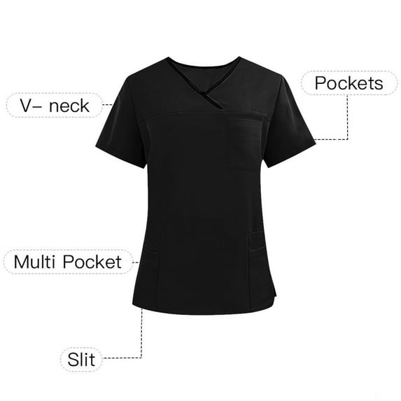 Kalauyu Scrubs for Men Tuckable V-Neck Nursing Scrub Top with Chest Pocket, Easy Care 2-Way Stretch Fabric