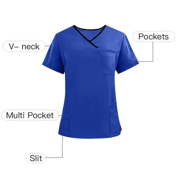 Kalauyu Scrubs for Men Tuckable V-Neck Nursing Scrub Top with Chest Pocket, Easy Care 2-Way Stretch Fabric
