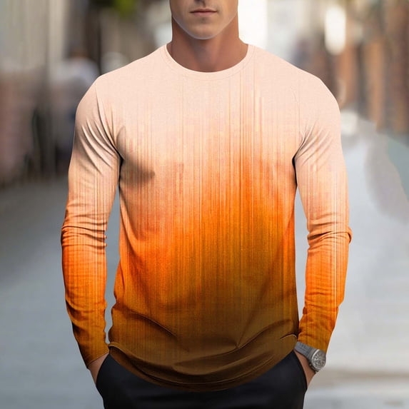 Kalauyu Shirts Long Sleeve for Men's Big and Tall Tee Crew Neck Tops Casual Loose Fit T Shirts
