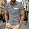 thumbnail image 1 of Kalauyu Shirts for Men Moisture Wicking Mens Summer Short Sleeve Collared Shirts Cross Graphic Tee, 1 of 5