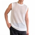 thumbnail image 1 of Kalauyu Sleeveless Hollow Mesh Knit Tank Tops for Men Round Neck Perforated Breathable Casual Summer Beach Tops, 1 of 5
